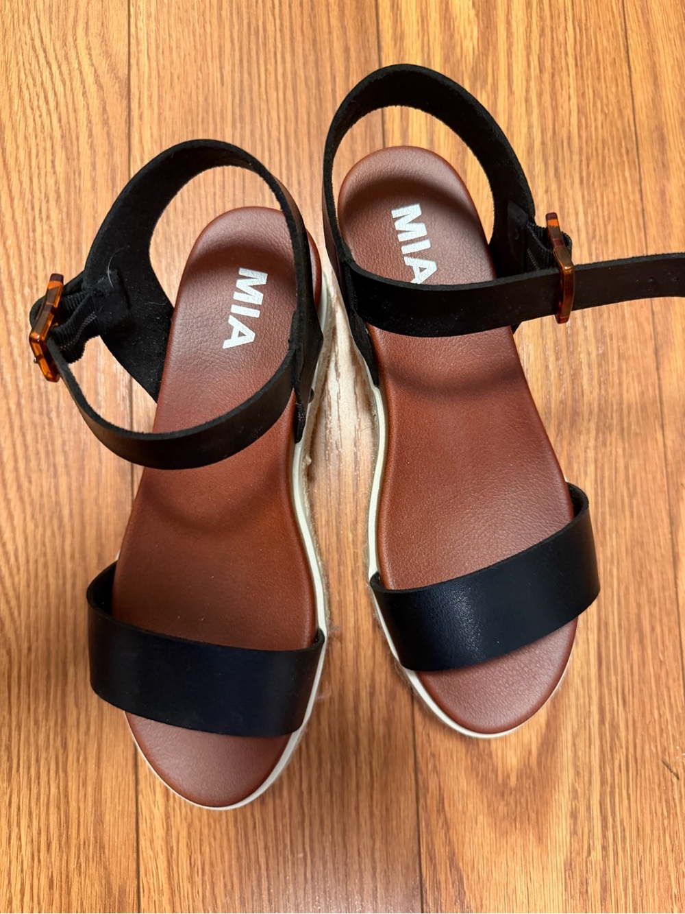 MIA Black and Brown Platform Ankle-Strap Sandals